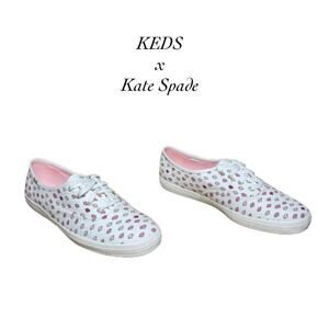Keds X Kate Spade Women’s Champion White Lips Canvas Sneakers NEW Size 9